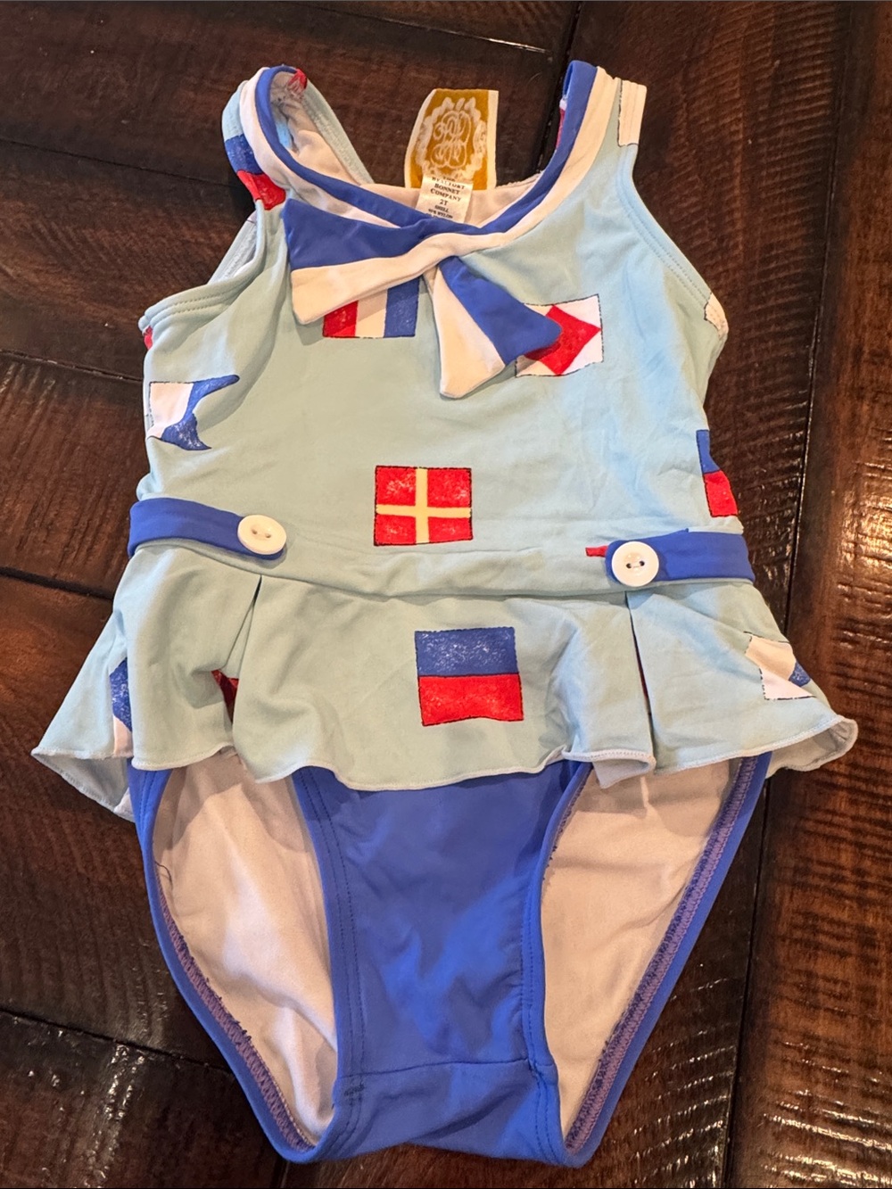 The Beaufort Bonnet Company Set Sail Nautical Flag Sailor Bathing Suit 2T
